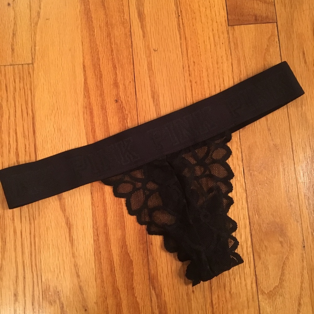 PINK VS XS LACE LOGO THONG
